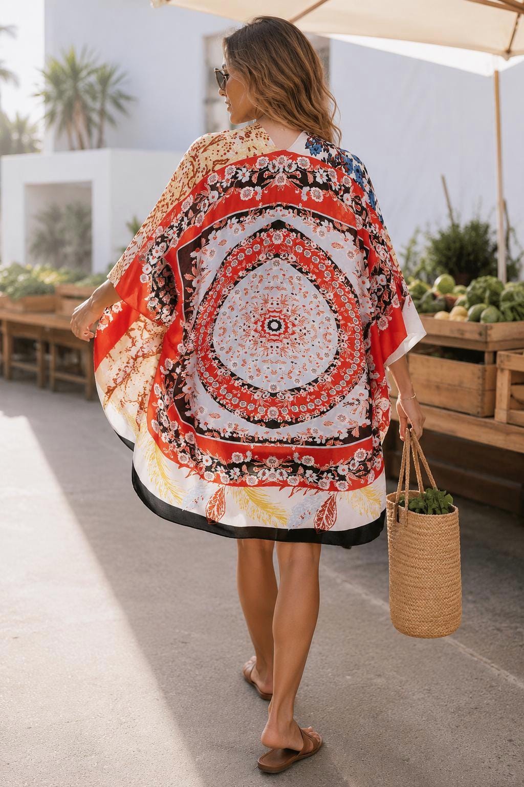 Women's Viscose Boho Festival Paisly Printed Shawl Kimono