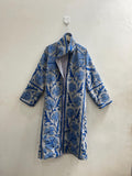 Embroidered Cotton Duck Long Jacket, Floral Suzani Kimono Robe, Bohemian Style Coat