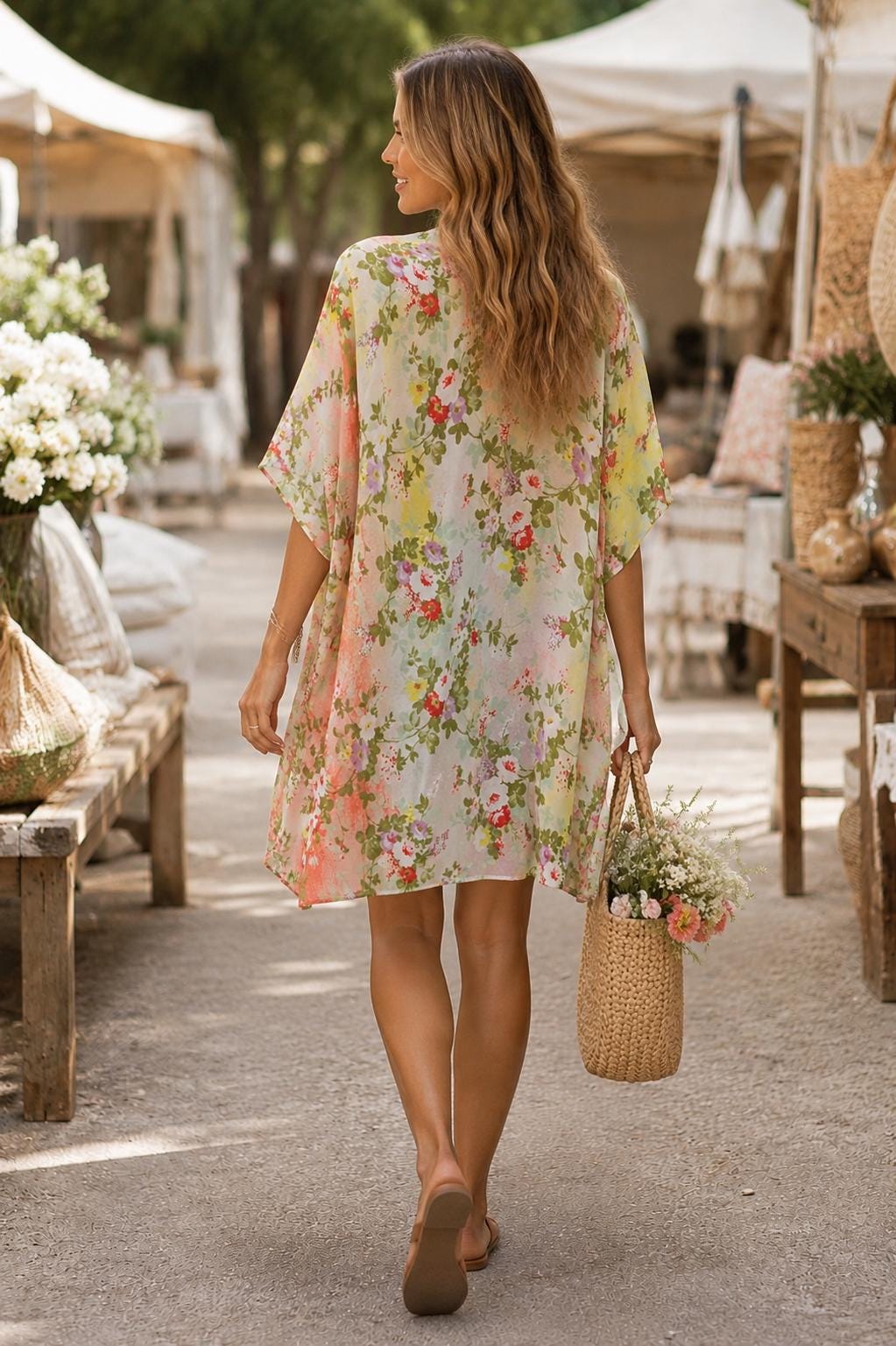 Women's Viscose Boho Festival Paisly Printed Shawl Kimono