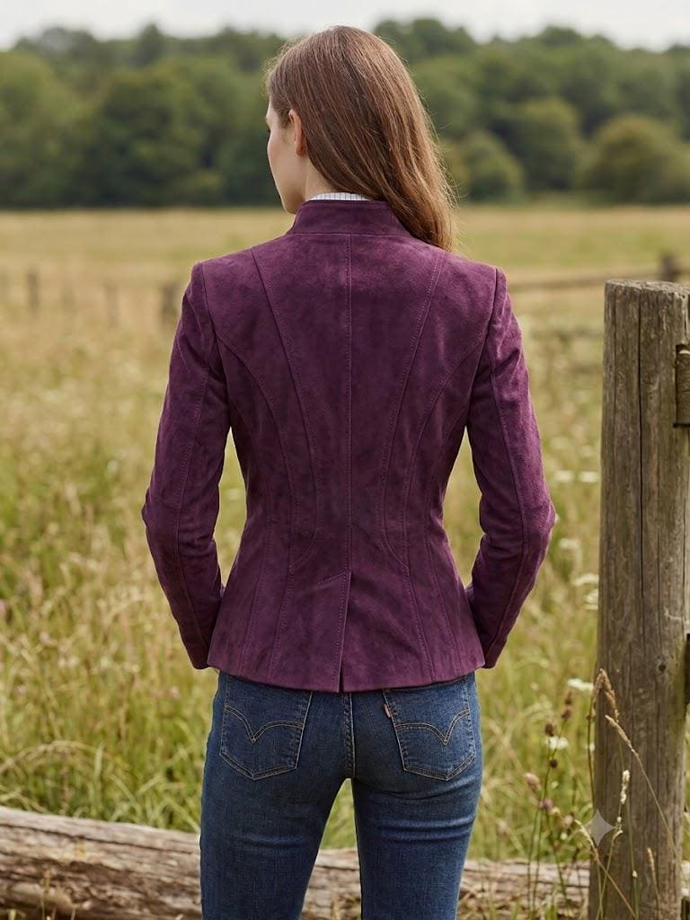 Genuine Suede Leather Blazer Jacket – Slim Fit Vintage Style Lambskin Coat