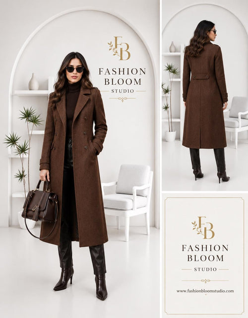 Brown Long Wool Coat for Women, Winter Trench Coat, Double Breasted Overcoat, Elegant Long Coat, Office Wear, Fall Fashion Gift