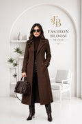 Brown Long Wool Coat for Women, Winter Trench Coat, Double Breasted Overcoat, Elegant Long Coat, Office Wear, Fall Fashion Gift