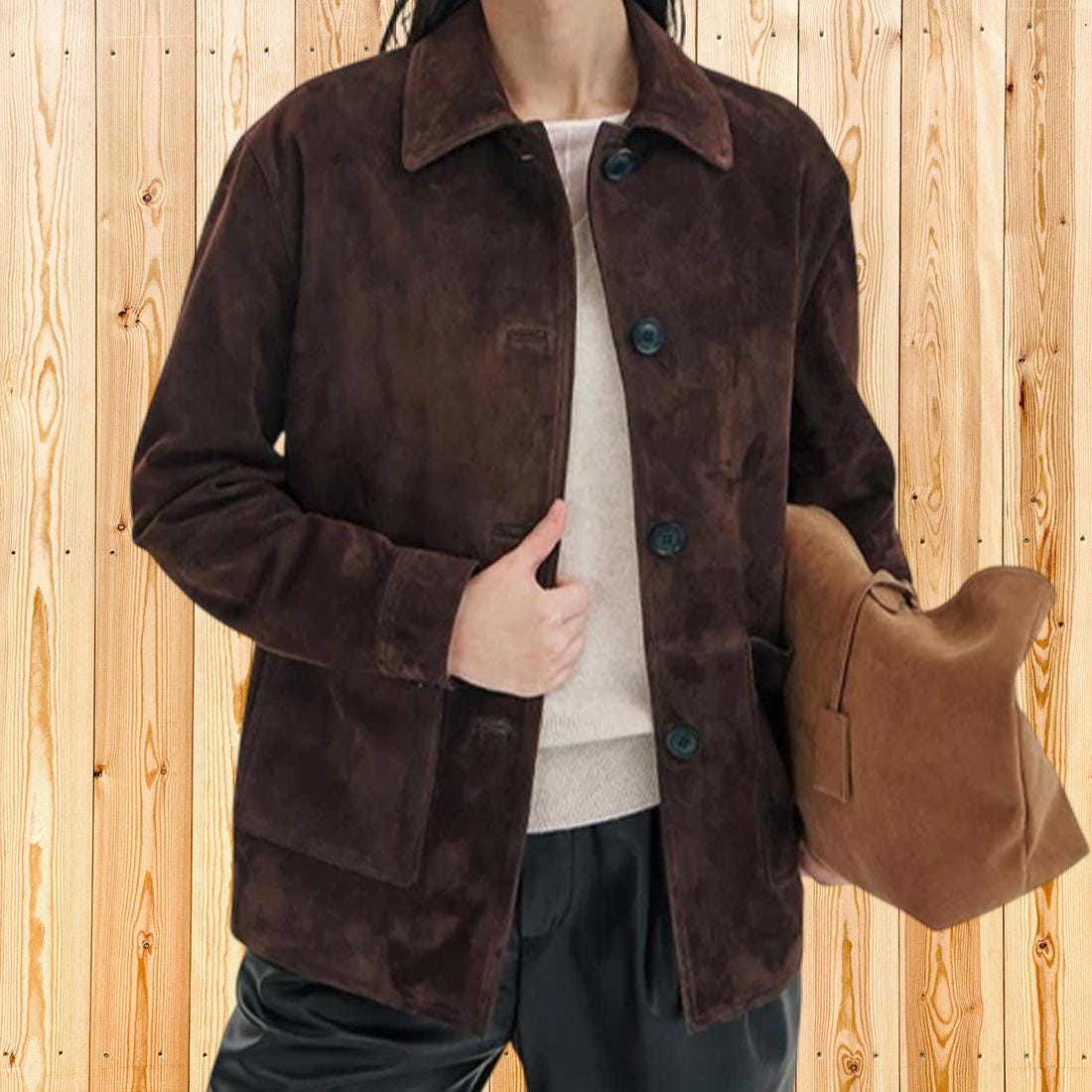 Women Brown Suede Leather Blazer, Genuine Suede Jacket, Classic Button Front Coat, Tailored Casual Blazer, Office Fall Winter Wear
