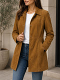 Women's Tan Suede Coat, Brown Suede Jacket, Long Leather Car Coat, Vintage Suede Outerwear, Button Front Jacket, Fall Winter Coat