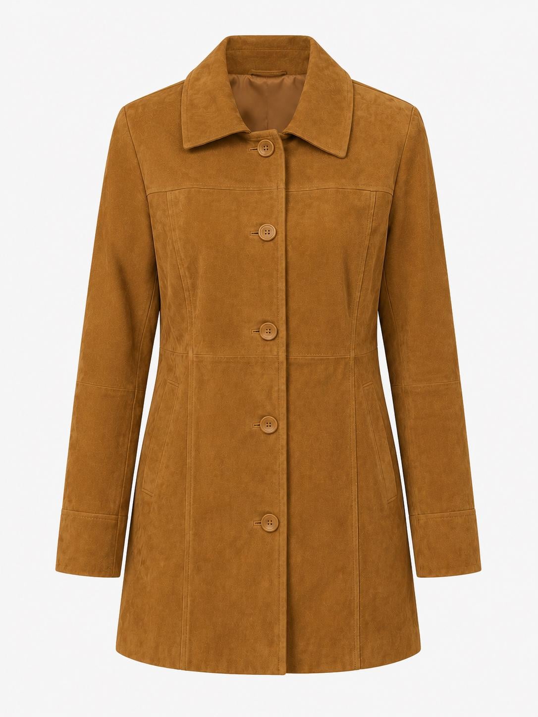 Women's Tan Suede Coat, Brown Suede Jacket, Long Leather Car Coat, Vintage Suede Outerwear, Button Front Jacket, Fall Winter Coat