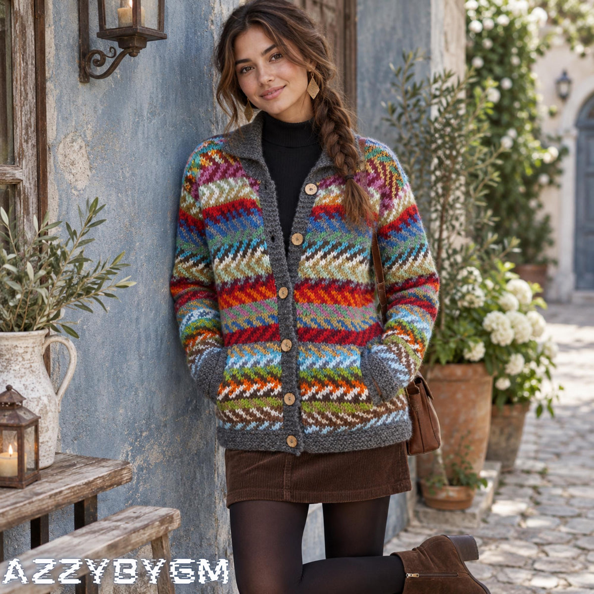 3D Floral Knit Cardigan, Loose Fit, Autumn Winter Layering