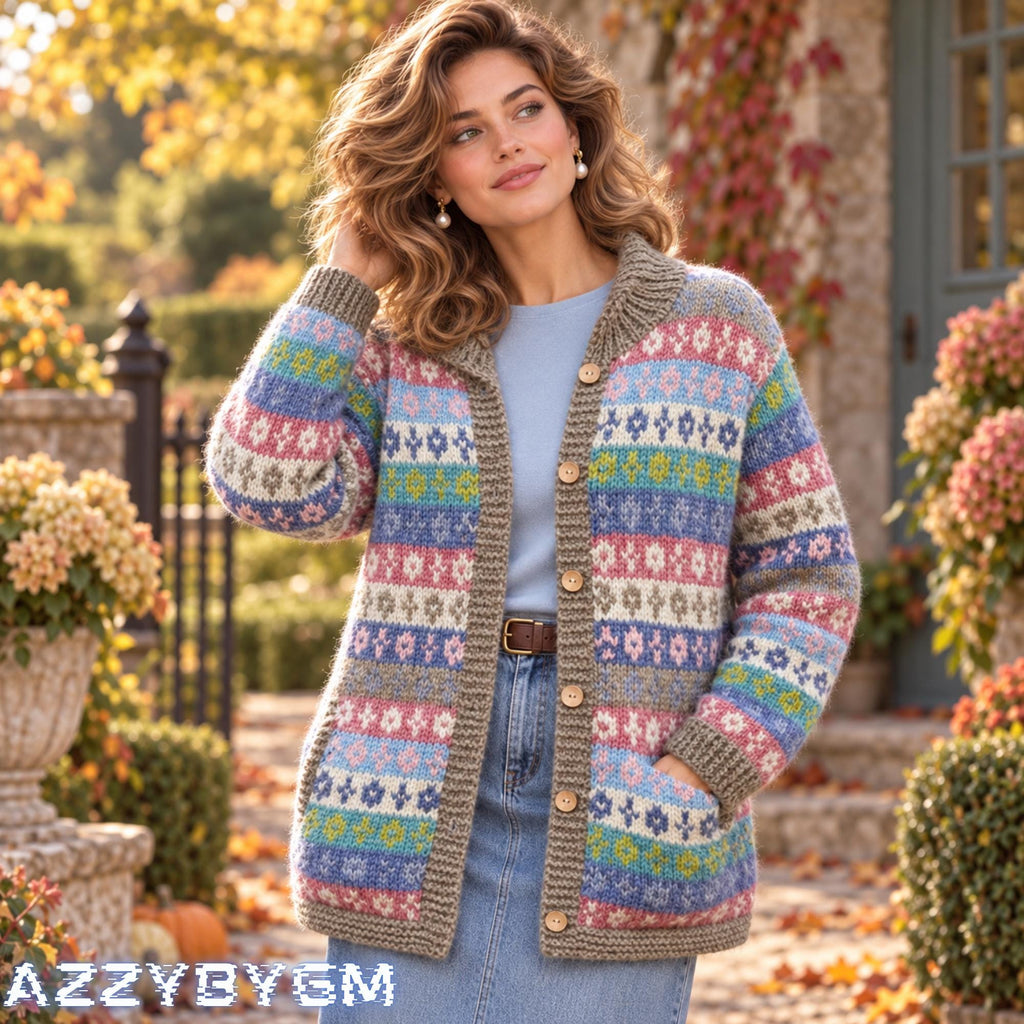 3D Floral Knit Cardigan, Loose Fit, Autumn Winter Layering