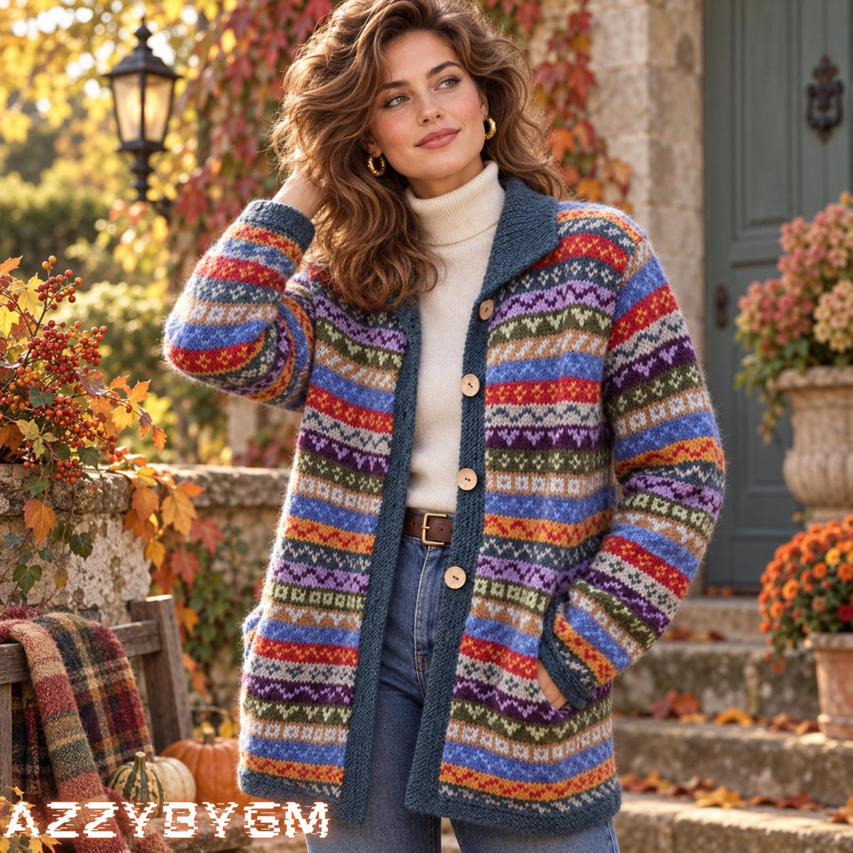 3D Floral Knit Cardigan, Loose Fit, Autumn Winter Layering