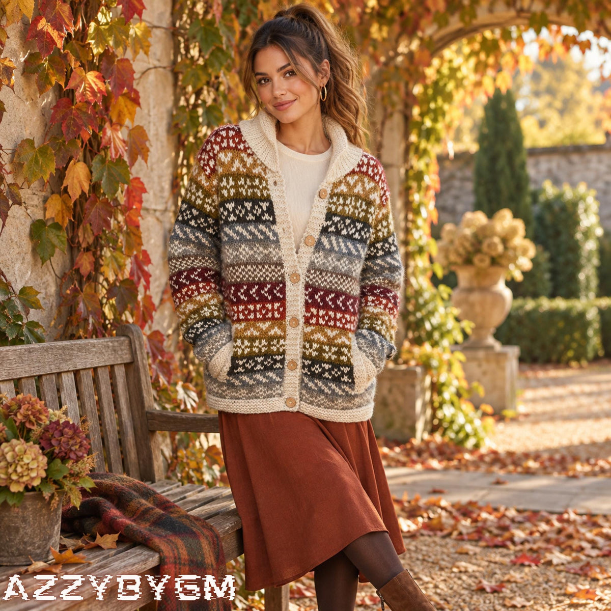 3D Floral Knit Cardigan, Loose Fit, Autumn Winter Layering