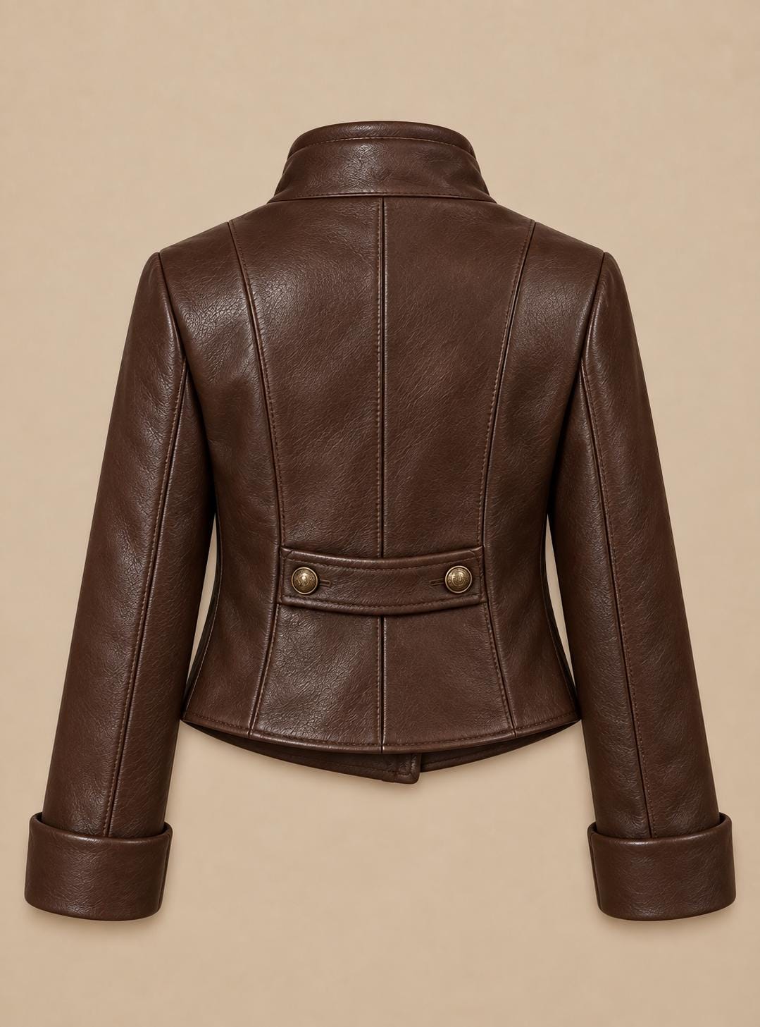 Women's Wool Jacket, Brown Military Style Coat, High Collar Tailored Fall Winter Outerwear