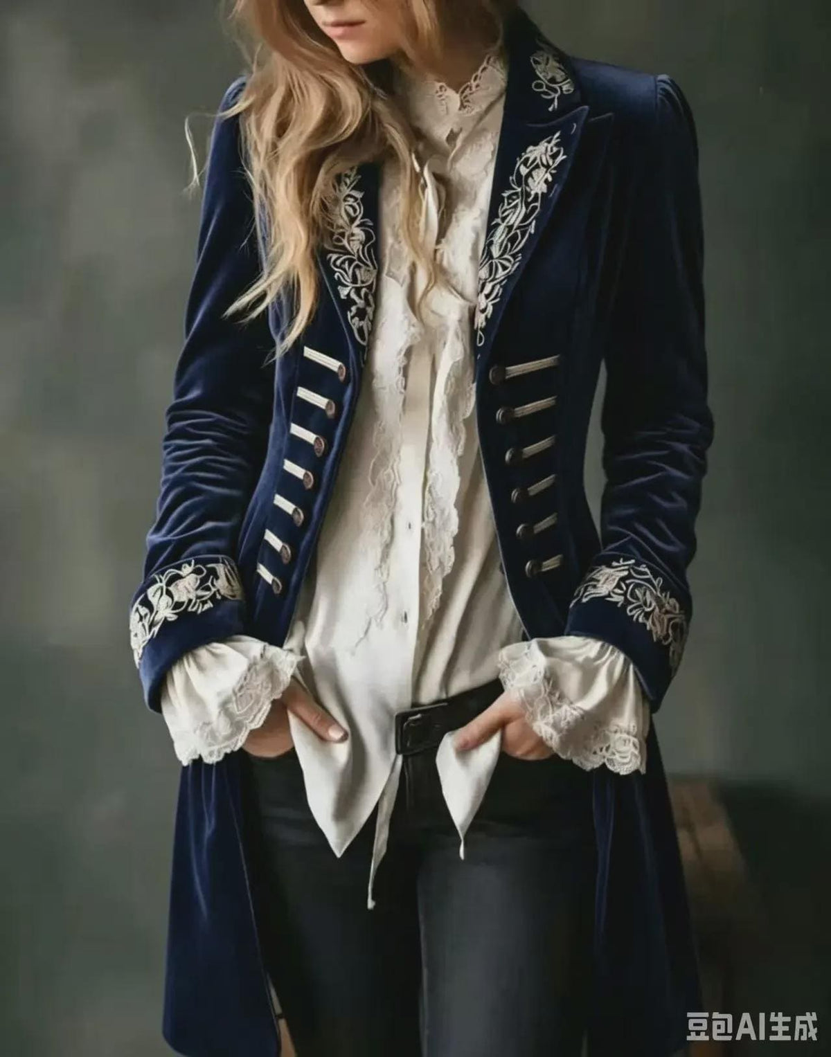 Womens Long Sleeve Solid Color Patchwork Lace Gold Velvet Coat Elegant Vintage Winter Jacket, Luxury Evening Cardigan, Gothic Glam Outerwear
