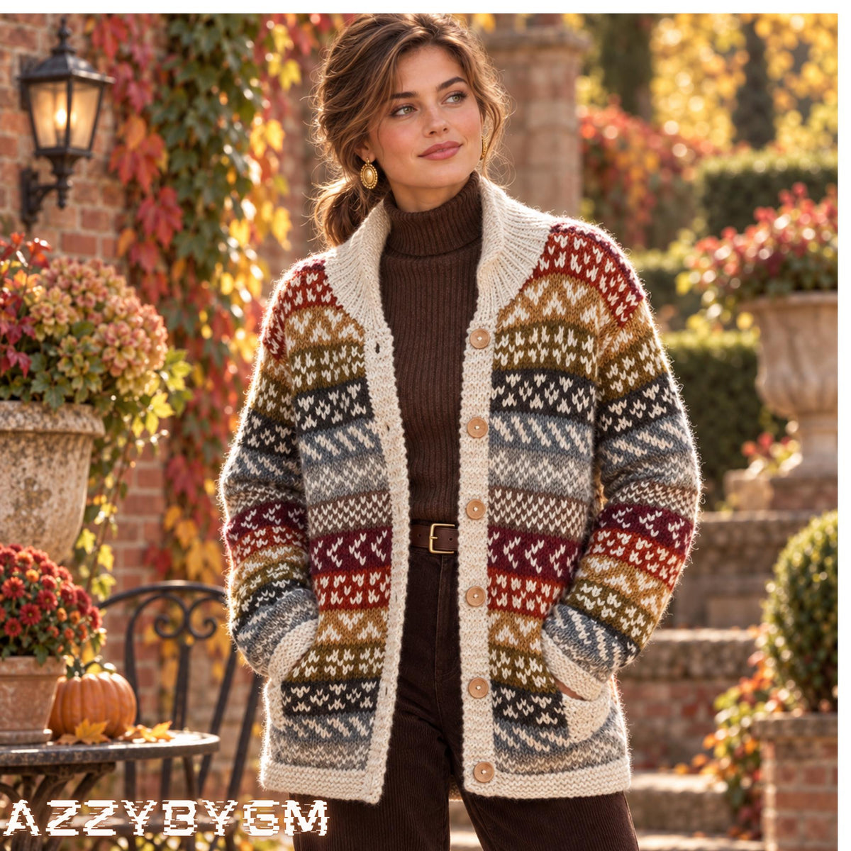 3D Floral Knit Cardigan, Loose Fit, Autumn Winter Layering