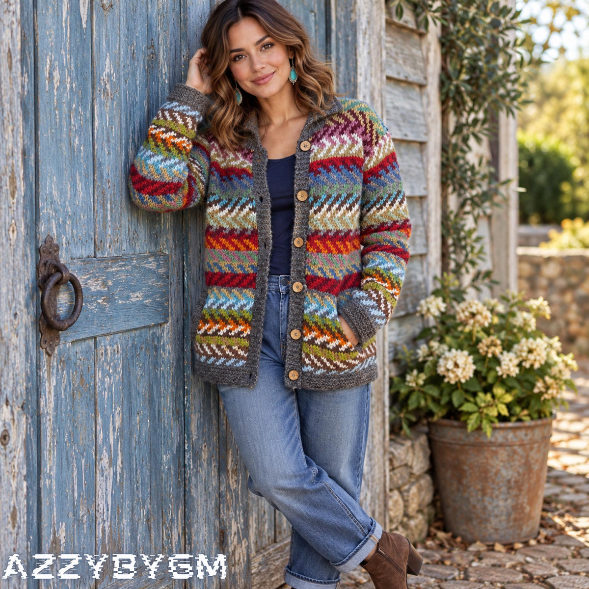 3D Floral Knit Cardigan, Loose Fit, Autumn Winter Layering