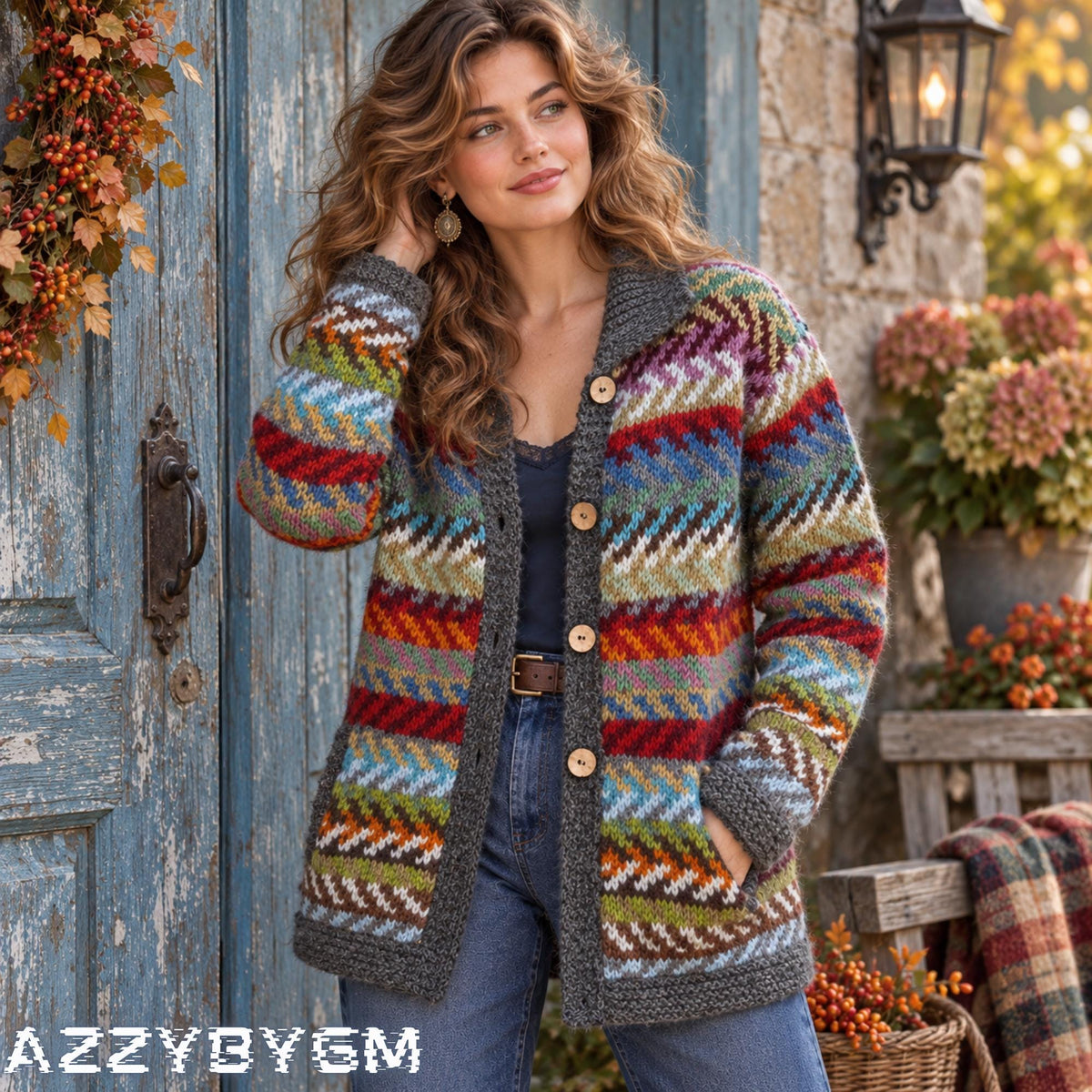 3D Floral Knit Cardigan, Loose Fit, Autumn Winter Layering